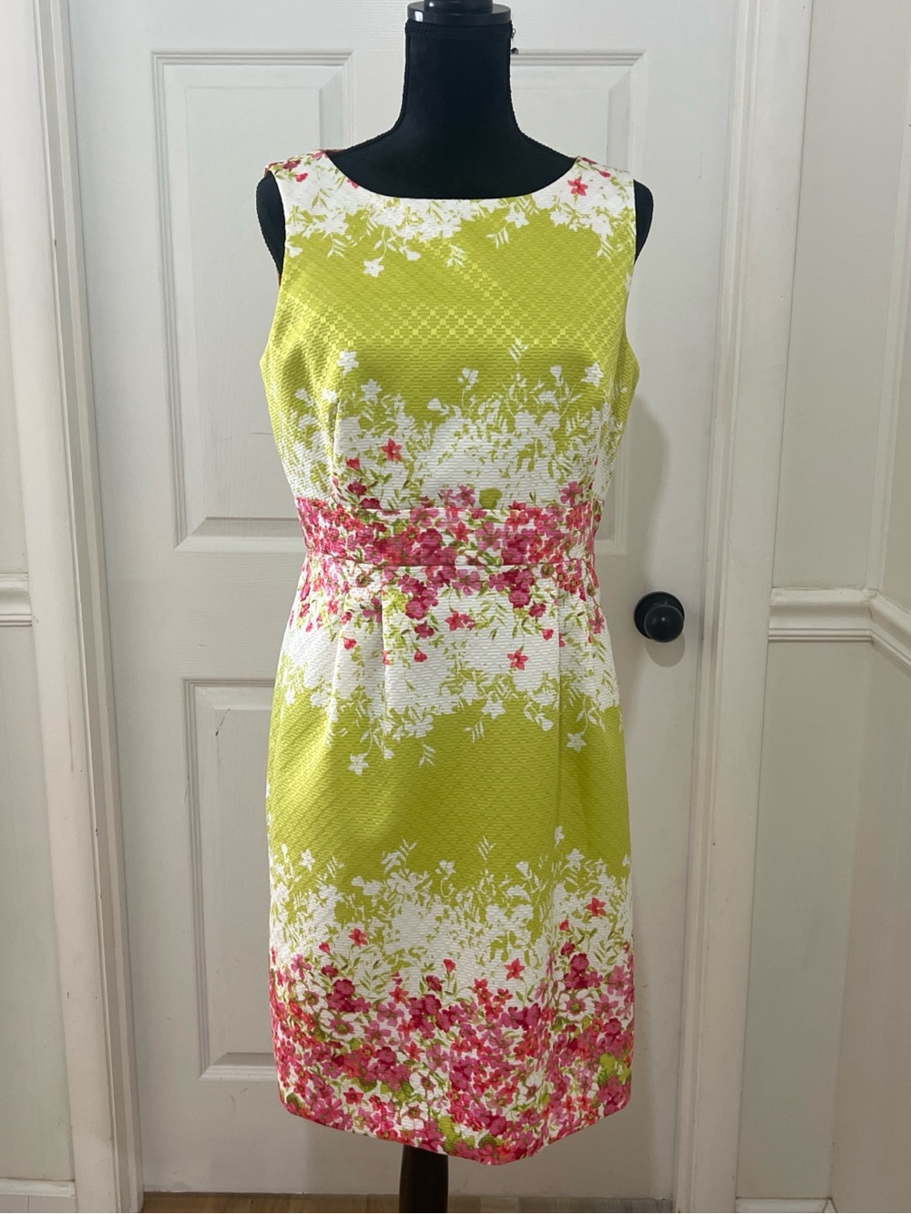 Sleeveless Lime Green Floral Cottagecore Midi Dress